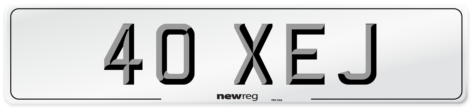 40 XEJ Number Plate from New Reg
